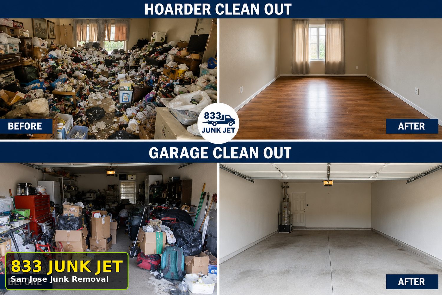 Construction debris removal San Jose by 833 Junk Jet