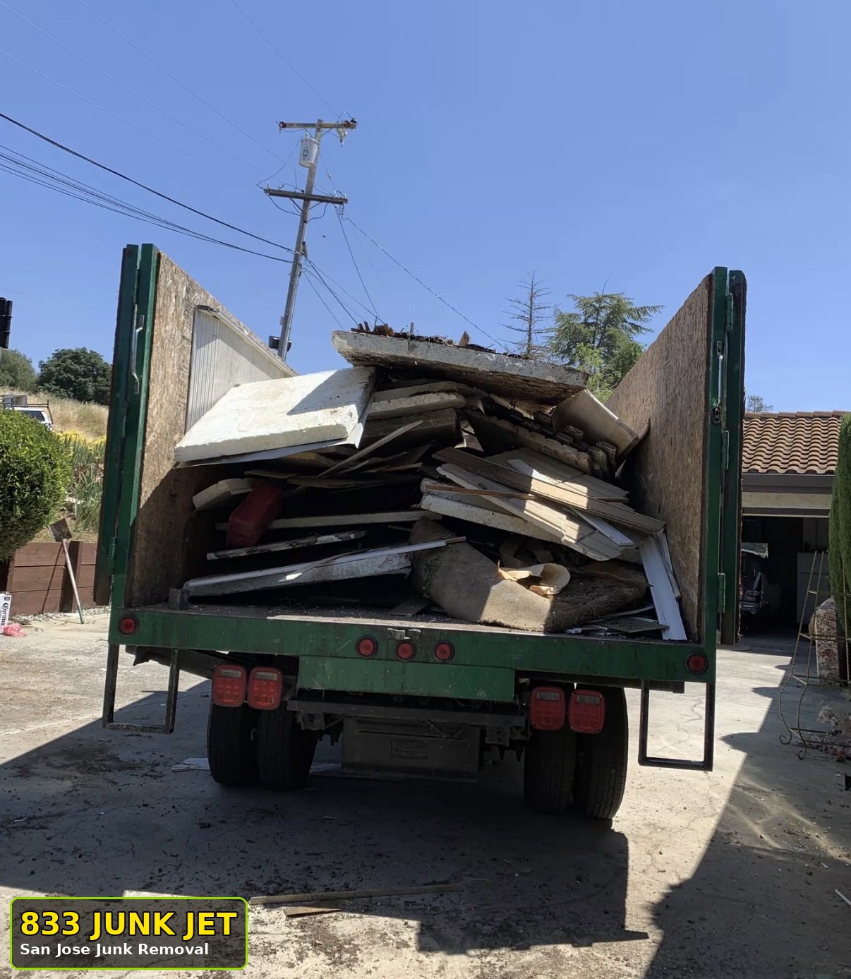 Construction debris removal San Jose by 833 Junk Jet
