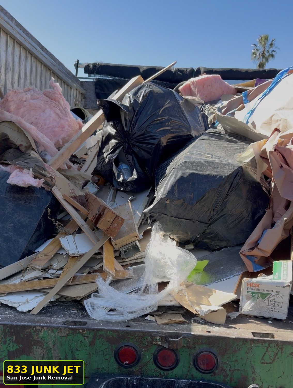 Construction debris removal San Jose by 833 Junk Jet