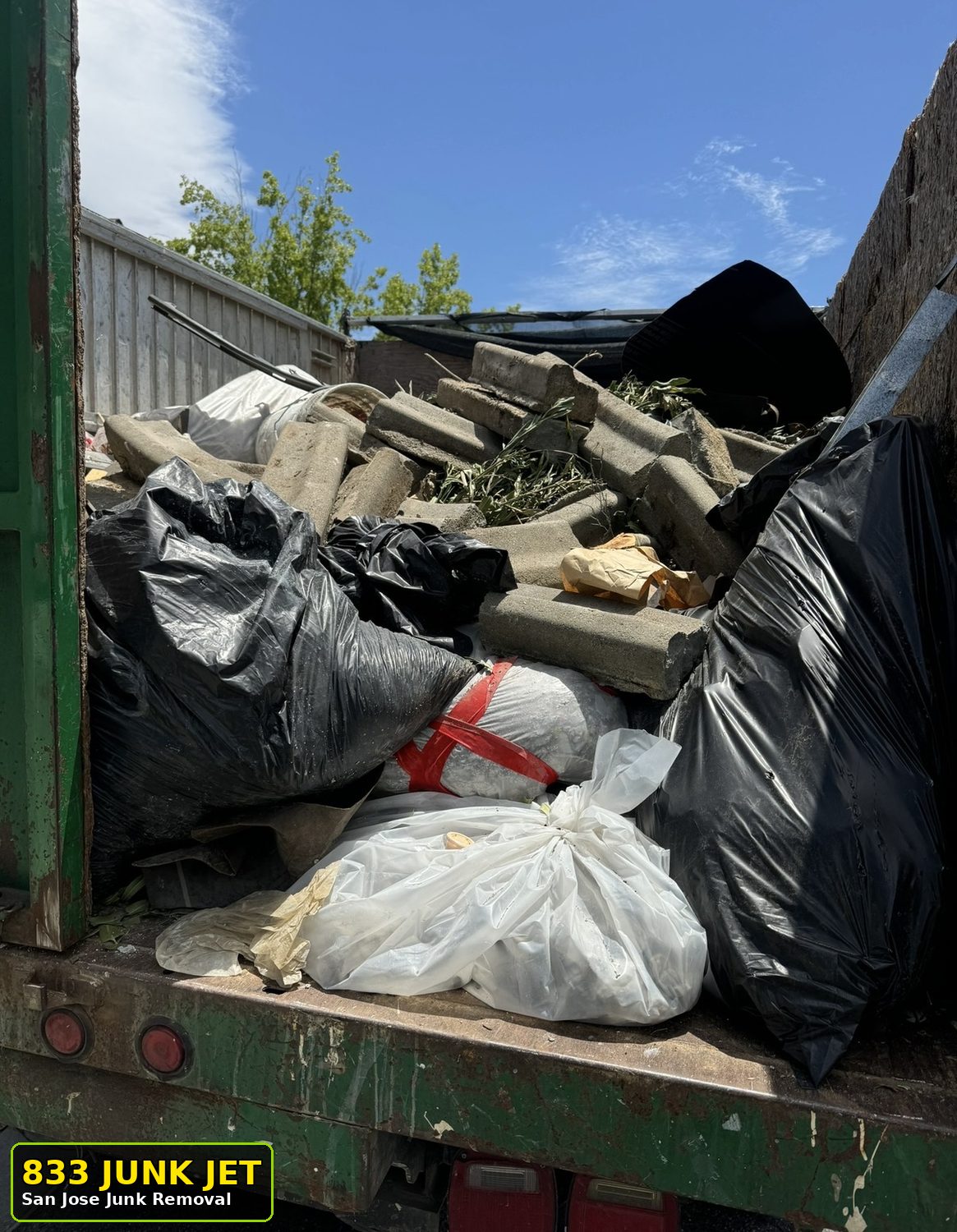 Construction debris removal San Jose by 833 Junk Jet